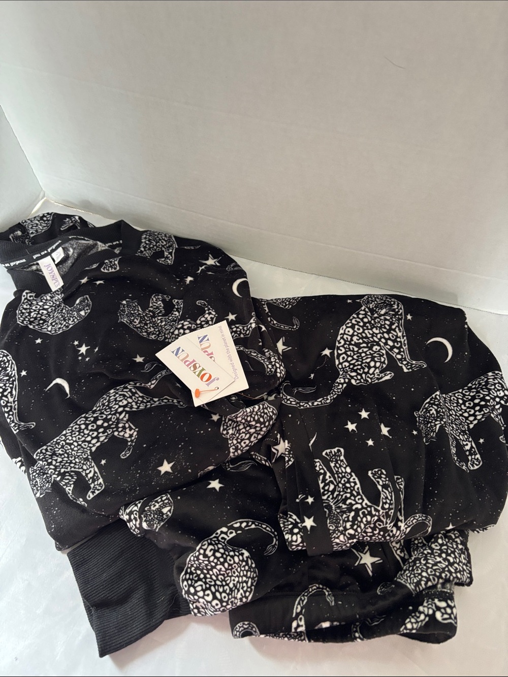 Girls Black Leopard & Stars Pajama Set by JoySpun